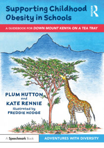 A book cover showing Mount Kenya with a giraffe and tree in the foreground